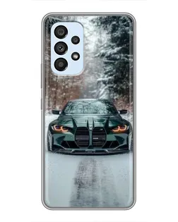 Чехол для Samsung Galaxy A33 (5G) с картинкой «BMW в зимнем лесу»