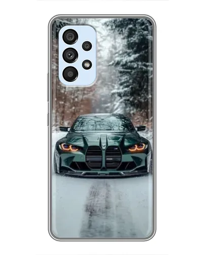 Чехол для Samsung Galaxy A33 (5G) с картинкой «BMW в зимнем лесу»