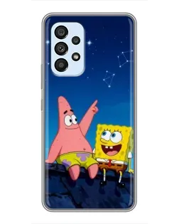 Чехол для Samsung Galaxy A33 (5G) с картинкой «Губка Боб и Патрик ночью»
