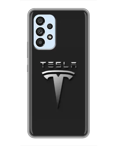 Чехол для Samsung Galaxy A33 (5G) с картинкой «Стальной логотип Tesla»