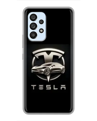 Чехол для Samsung Galaxy A33 (5G) с картинкой «Tesla — серебристое авто»