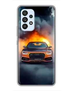 Чехол для Samsung Galaxy A33 (5G) с картинкой «Audi в огненном дыму»