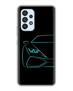 Чехол для Samsung Galaxy A33 (5G) с картинкой «Голубой силуэт Lamborghini»