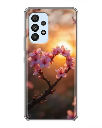 Чехол для Samsung Galaxy A33 (5G) с картинкой «Розовый цвет сердце на фоне заката»