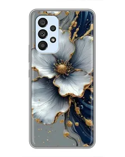 Чехол для Samsung Galaxy A33 (5G) с картинкой «Белый цветок и золотой флюид»