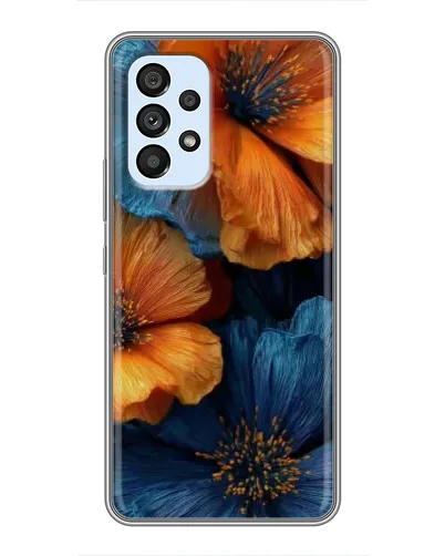 Чехол для Samsung Galaxy A33 (5G) с картинкой «Яркая сине-оранжевая флора»