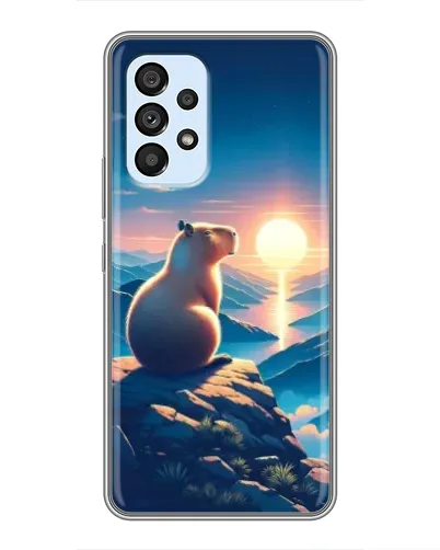 Чехол для Samsung Galaxy A33 (5G) с картинкой «Закат солнца с капибарой»