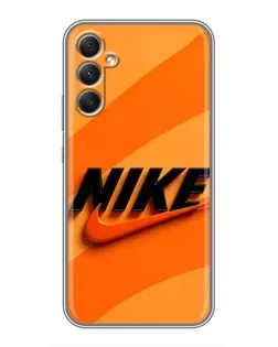 Чехол для Samsung Galaxy A34 с картинкой «Оранжевый драйв Nike»
