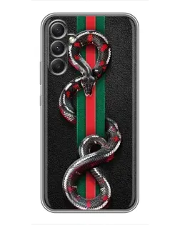 Чехол для Samsung Galaxy A34 с картинкой «Gucci — змея на полосе»