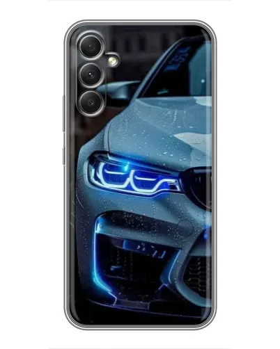 Чехол для Samsung Galaxy A34 с картинкой «Взгляд BMW с синими фарами» Чехол для Samsung Galaxy A34 с картинкой «Взгляд BMW с синими фарами»