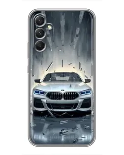 Чехол для Samsung Galaxy A34 с картинкой «BMW в свете фар»