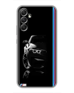 Чехол для Samsung Galaxy A34 с картинкой «Силуэт BMW в темноте»