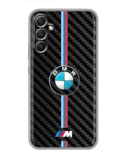 Чехол для Samsung Galaxy A34 с картинкой «Эмблема BMW и карбон»