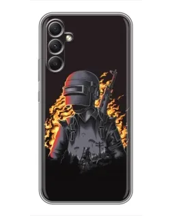 Чехол для Samsung Galaxy A34 с картинкой «PUBG — огненный силуэт»