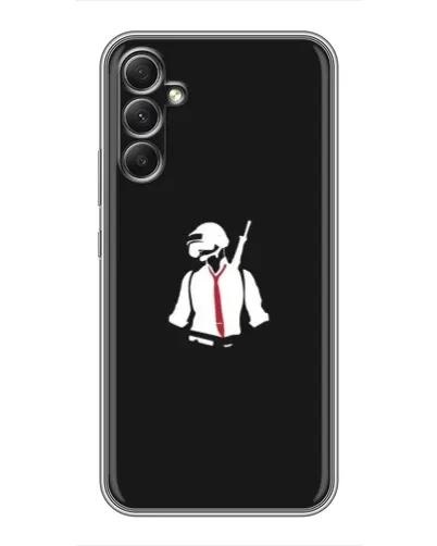 Чехол для Samsung Galaxy A34 с картинкой «PUBG — силуэт воина»
