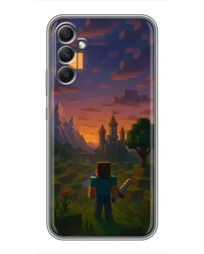 Чехол для Samsung Galaxy A34 с картинкой «Стив у башни» Чехол для Samsung Galaxy A34 с картинкой «Стив у башни»