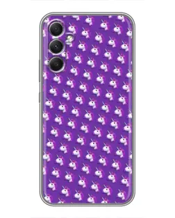 Чехол для Samsung Galaxy A34 с картинкой «Единороги на фиолетовом»