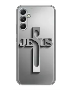 Чехол для Samsung Galaxy A34 с картинкой «Металлический крест Jesus» Чехол для Samsung Galaxy A34 с картинкой «Металлический крест Jesus»
