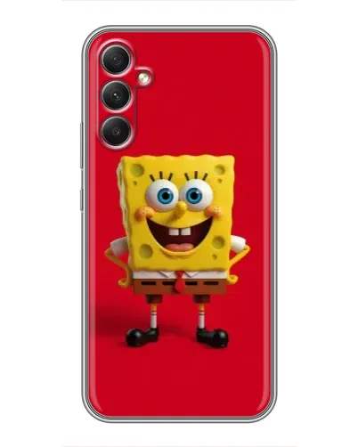 Чехол для Samsung Galaxy A34 с картинкой «Спанч Боб на красном»