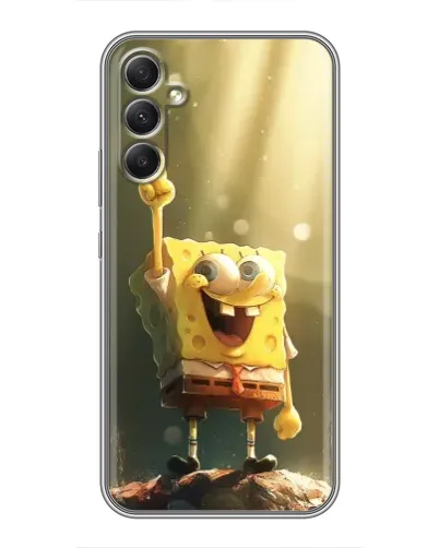 Чехол для Samsung Galaxy A34 с картинкой «Сияющий Спанч Боб»