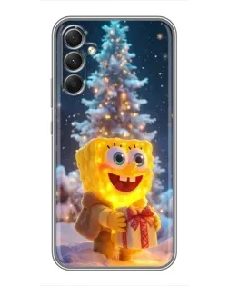 Чехол для Samsung Galaxy A34 с картинкой «Рождественский Спанч Боб»