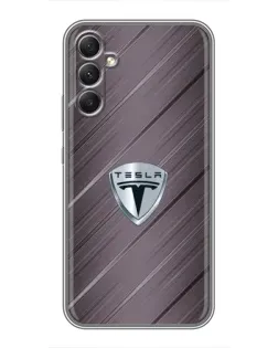 Чехол для Samsung Galaxy A34 с картинкой «Металлическая текстура Tesla»