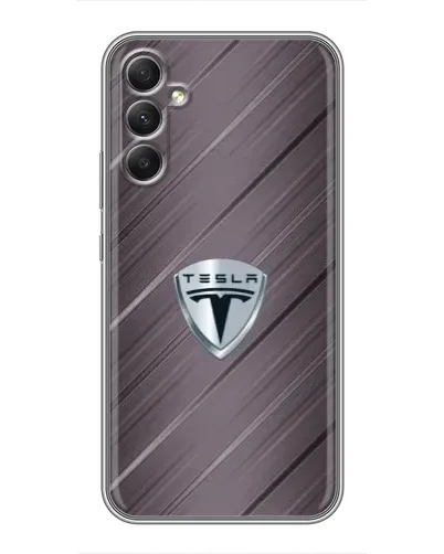 Чехол для Samsung Galaxy A34 с картинкой «Металлическая текстура Tesla»