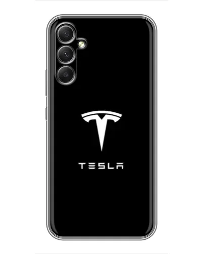 Чехол для Samsung Galaxy A34 с картинкой «Tesla White Logo»