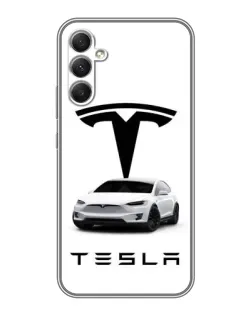 Чехол для Samsung Galaxy A34 с картинкой «Tesla White Style»