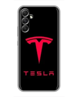 Чехол для Samsung Galaxy A34 с картинкой «Tesla Red Logo»