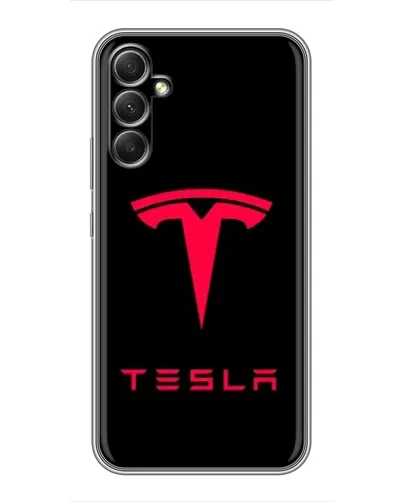 Чехол для Samsung Galaxy A34 с картинкой «Tesla Red Logo»