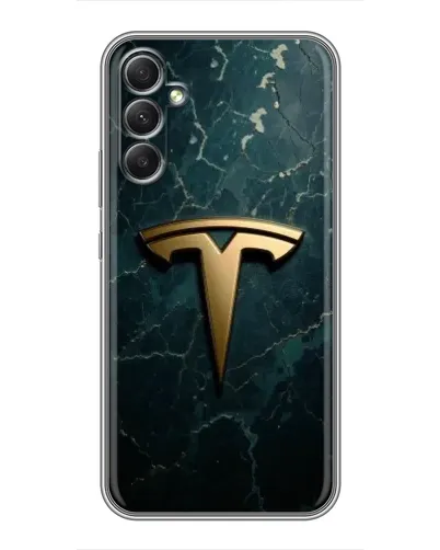 Чехол для Samsung Galaxy A34 с картинкой «Мраморная Tesla Gold»