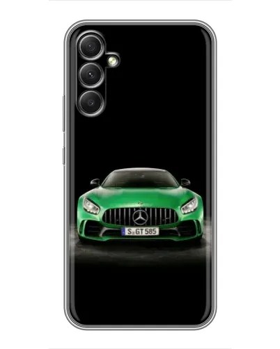 Чехол для Samsung Galaxy A34 с картинкой «Mercedes — неоновый лого»