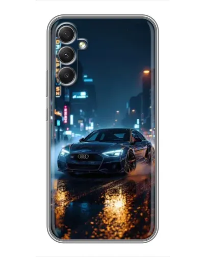 Чехол для Samsung Galaxy A34 с картинкой «Ночной город и Audi»