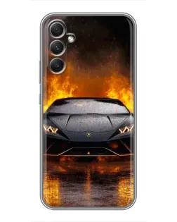 Чехол для Samsung Galaxy A34 с картинкой «Lamborghini в огне»