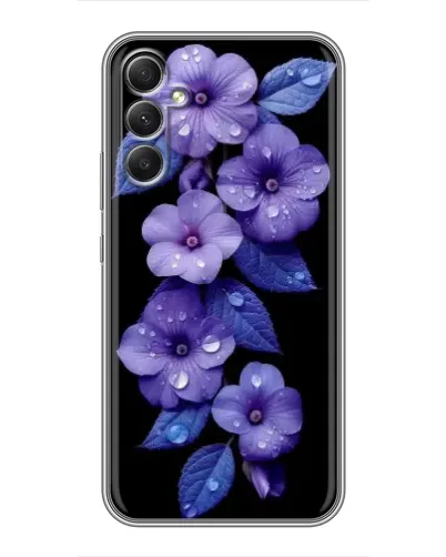 Чохол для Samsung Galaxy A34 з картинкою «Фіолетові квіти з росою»