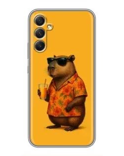 Чехол для Samsung Galaxy A34 с картинкой «Капибара на отдыхе»