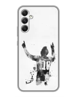 Чехол для Samsung Galaxy A34 с картинкой «Черно-белый силуэт Месси» Чехол для Samsung Galaxy A34 с картинкой «Черно-белый силуэт Месси»