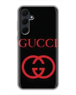 Чехол для Samsung Galaxy A35 (5G) с картинкой «Gucci — красный логотип»