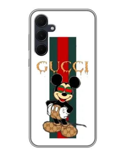 Чехол для Samsung Galaxy A35 (5G) с картинкой «Микки Маус Gucci — полосы»