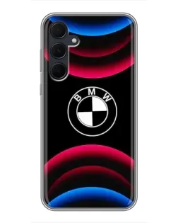 Чехол для Samsung Galaxy A35 (5G) с картинкой «Логотип BMW и неоновые дуги» Чехол для Samsung Galaxy A35 (5G) с картинкой «Логотип BMW и неоновые дуги»