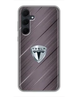 Чехол для Samsung Galaxy A35 (5G) с картинкой «Металлическая текстура Tesla»