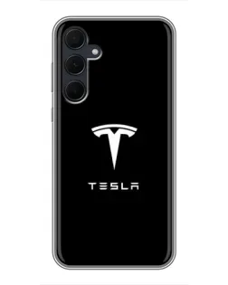 Чехол для Samsung Galaxy A35 (5G) с картинкой «Tesla White Logo»