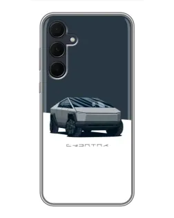 Чехол для Samsung Galaxy A35 (5G) с картинкой «Серебристый Cybertruck Tesla»