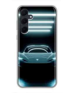 Чехол для Samsung Galaxy A35 (5G) с картинкой «Tesla в неоне»