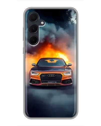 Чехол для Samsung Galaxy A35 (5G) с картинкой «Audi в огненном дыму»