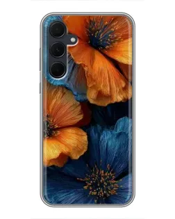 Чохол для Samsung Galaxy A35 (5G) з картинкою «Яскрава синьо-помаранчева флора» Чохол для Samsung Galaxy A35 (5G) з картинкою «Яскрава синьо-помаранчева флора»