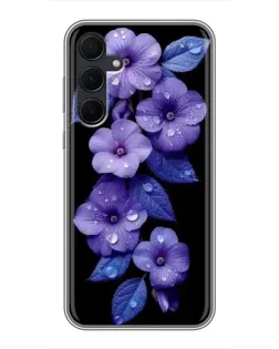 Чохол для Samsung Galaxy A35 (5G) з картинкою «Фіолетові квіти з росою»