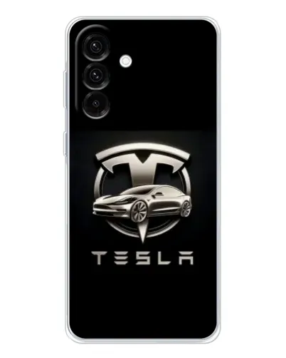 Чехол для Samsung Galaxy A36 5G с картинкой «Tesla — серебристое авто»