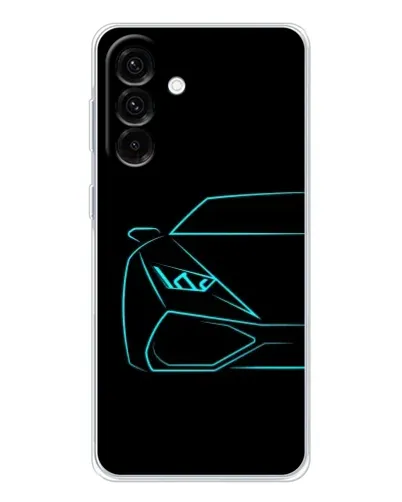 Чехол для Samsung Galaxy A36 5G с картинкой «Голубой силуэт Lamborghini»